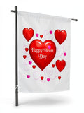 Garden Flag, 12 by 18-Inch, HEARTS HAPPY HEART