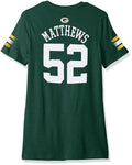 NFL Girls Clay Matthews Green Bay Packers Main Stripes V-Neck, Large/ 14
