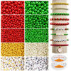 DECYOOL Christmas Jewelry Beads Set 1800pcs Red Green Silver Gold Small