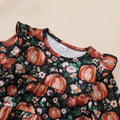Kislio Toddler Girls Pumpkin Ghost Shirt Ruffle Pants Set 3PCS orange 12-18M