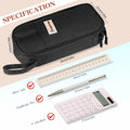 Zzrywuty Large Zipper Pen Case Pencil Pouch for Office Travel Black