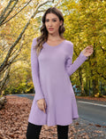Aphratti Womens Sweater Dress Tunic Top Long Sleeve Casual Lavender L