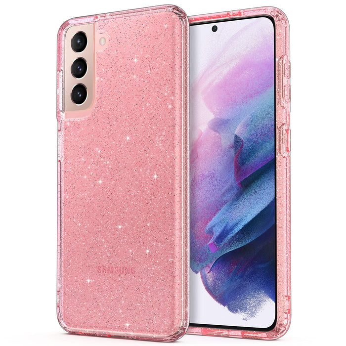 Galaxy S21 Case, Clear Glitter Case Sparkly Soft TPU Bumper Bling Cover for Wome