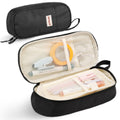 Zzrywuty Large Zipper Pen Case Pencil Pouch for Office Travel Black