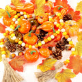 Jutom 148 PCS Fall Artificial Pumpkins Set with Pinecones Acorns Leaves