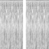 ZATAYE 2 Pack Tinsel Backdrop 3.28x7.05 FT Silver Metallic Foil Curtains
