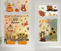 OWUH Fall Window Clings 6 Sheets Pumpkin Maple Leaves Scarecrow Brown