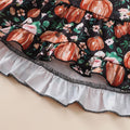 Kislio Toddler Girls Pumpkin Ghost Shirt Ruffle Pants Set 3PCS orange 12-18M