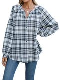 INFITTY Women's Long Sleeve Plaid Flannel Shirt Jacket White Size S
