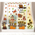 OWUH Fall Window Clings 6 Sheets Pumpkin Maple Leaves Scarecrow Brown