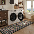 Vowkten Kitchen Runner Rug 2'x6' Non Slip Washable Black Vintage Polyester