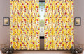 DaDa Bedding Set of 2 Radiant Sunshine Yellow Floral Window Curtain Panels - Natural Semi Sheer Hummingbirds Farmhouse Red Flowers Straight Tailored Edge