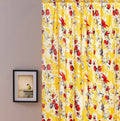 DaDa Bedding Set of 2 Radiant Sunshine Yellow Floral Window Curtain Panels - Natural Semi Sheer Hummingbirds Farmhouse Red Flowers Straight Tailored Edge