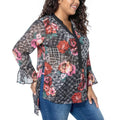 NY Collection Womens Plus Size Chiffon Bell-Sleeve Tunic, Size 1X
