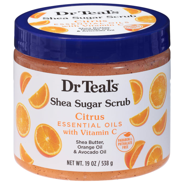 Dr Teal's Citrus Essential Oils With Vitamin C Shea Sugar Scrub 19 Oz