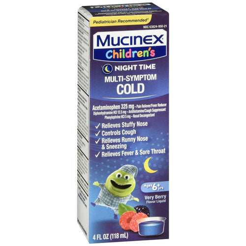 Mucinex® Multi-Symptom Cold Night Time – Very Berry Flavor (4 fl oz)