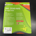 Printable Vinyl Sticker Paper for Inkjet, Matte White, 15 Self-Adhesive Sheets