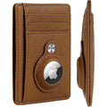 Slim Genuine Leather Wallet Case for Apple AirTag - Brown