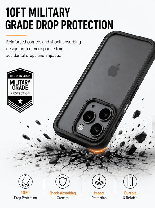iPhone 17 Pro Case Shockproof Slim Protective Cover Black