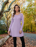Aphratti Womens Sweater Dress Tunic Top Long Sleeve Casual Lavender L