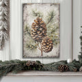 Vintage Winter Pine Cone Christmas Wall Art II