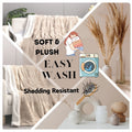 DaDalogy Bedding Champagne Ivory Faux Fur Throw Blanket - Dreamy Gold Geometric Embossed Sherpa Backside - Super Soft Warm Cozy Plush Fluffy