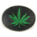 Embroidered Belt Buckle - Pot Cannabis Marijuana Leaf