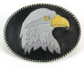 Embroidered Belt Buckle - Silver Eagle Head