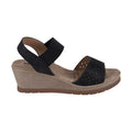 Bane Black Embellished Elastic Double Band Wedge Sandals