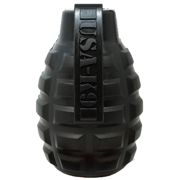 USA-K9 Grenade Shaped eDispenser Durable Dog Chew Toy & Treat Dispenser - Magnum Black