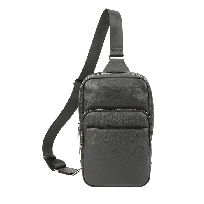 Black Full-Grain Leather Sling Bag for Men