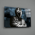 Hooded Rapper By Bridge Blue Tone Glass Wall Art