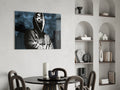 Hooded Rapper By Bridge Blue Tone Glass Wall Art