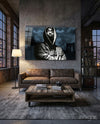Hooded Rapper By Bridge Blue Tone Glass Wall Art
