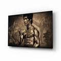Sepia Kanji Martial Arts Master Glass Wall Art