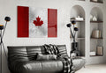 Scratched Metal Canada Maple Leaf Flag Glass Wall Art