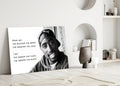 Smiling Rapper In Cap With Quote Glass Wall Art