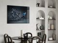 Shattering Blue Footballer Glass Wall Art