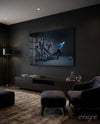Shattering Blue Footballer Glass Wall Art
