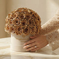 Classic Beige Suede Superdome Box | Gold Roses