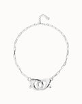 Uno De 50 Necklace with large interlocking snap hook Silver