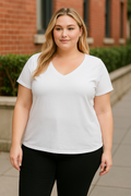 Clementine Apparel Womens Ladies Curvy Plus V-Neck T-Shirt