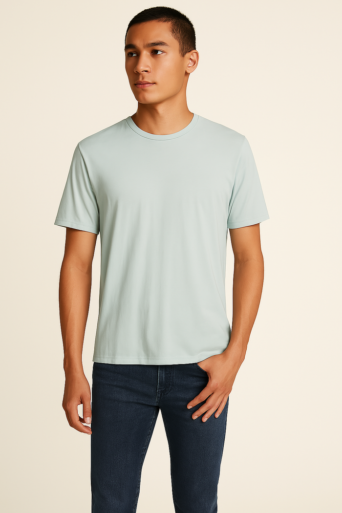 Vince Mens Short Sleeve Cotton Tee - Oxford Blue - Size L