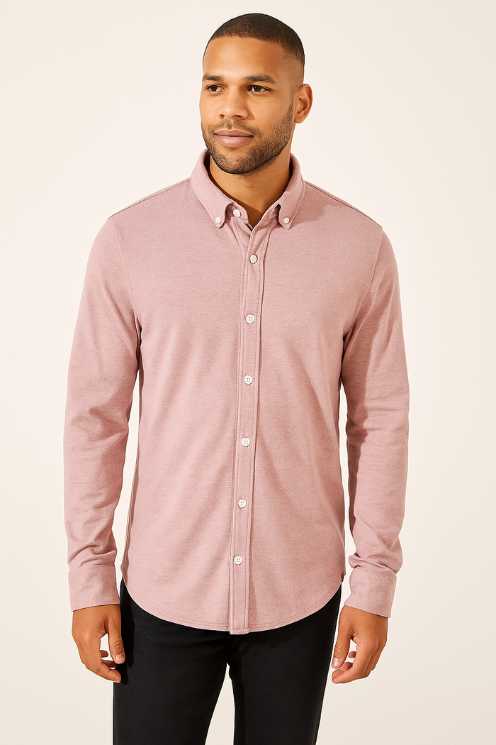 Threads 4 Thought Mens Mika Pique Button-Down Shirt in Heather Lilac, M