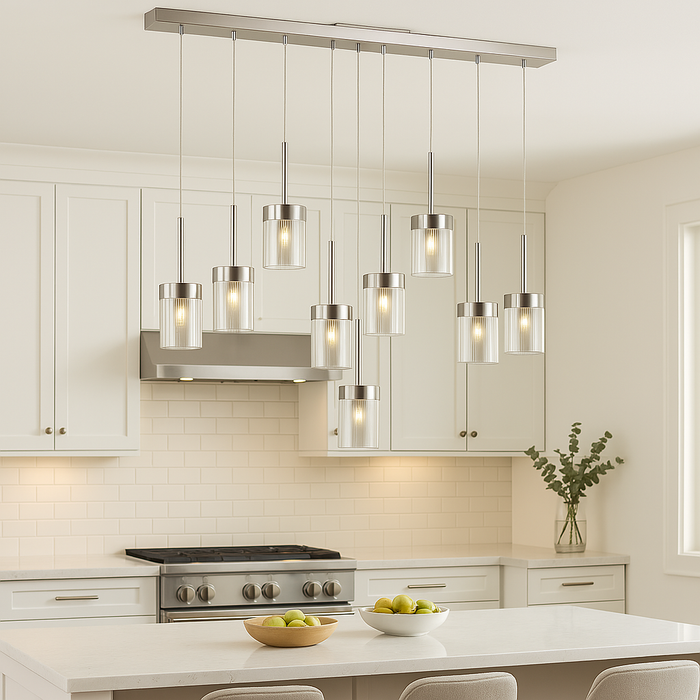 Trans Globe 9-Light Polished Chrome LED Island Pendant with Clear Glass