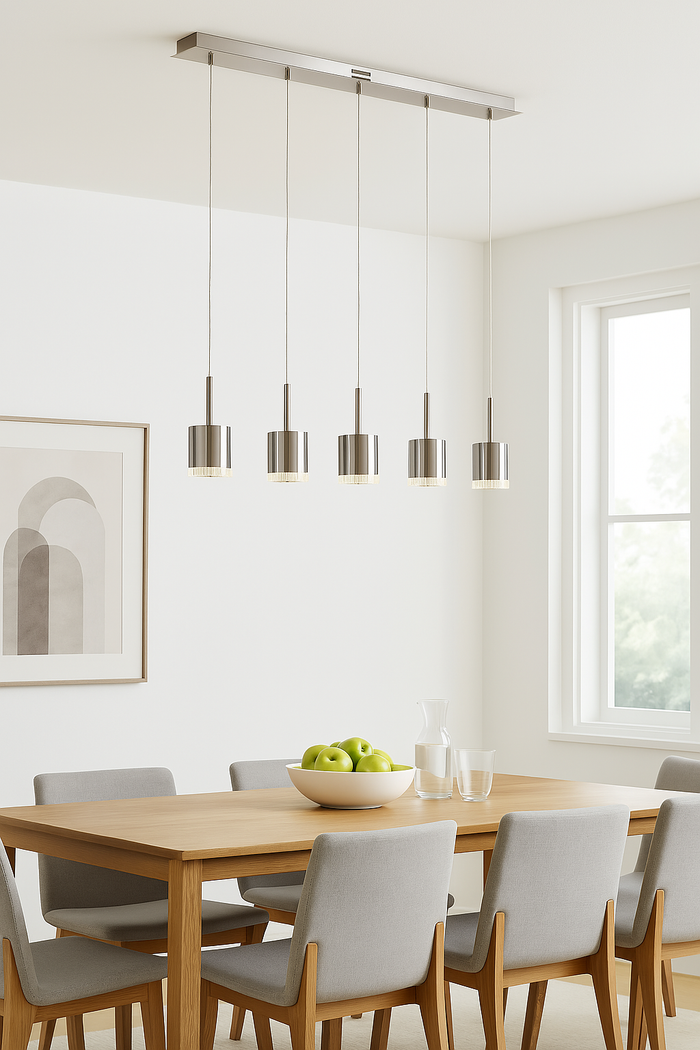 Trans Globe 5-Light Polished Chrome LED Island Pendant with Clear Glass
