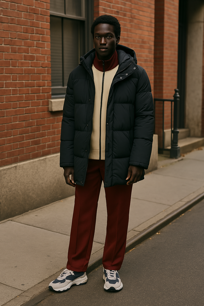 Lacoste Mens, Detachable Hood Long Puffer Coat Water Repellent