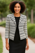 Kasper Stripe Tweed Jacquard Jacket