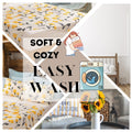 DaDa Bedding Yellow Fleur Floral Fitted and Flat Sheet Set