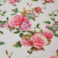 DaDa Bedding Romantic Roses Floral Bed Skirt - Matching Pink & White Ruffled Dust Ruffle for Quilted Coverlet Set - Lightweight & Breathable Polyester Bedskirt